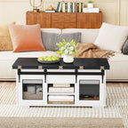 Mesa de Centro com Tapa Elevável Estilo Rústico 2 Portas Corredeiras 3 Compartimentos — foto 4