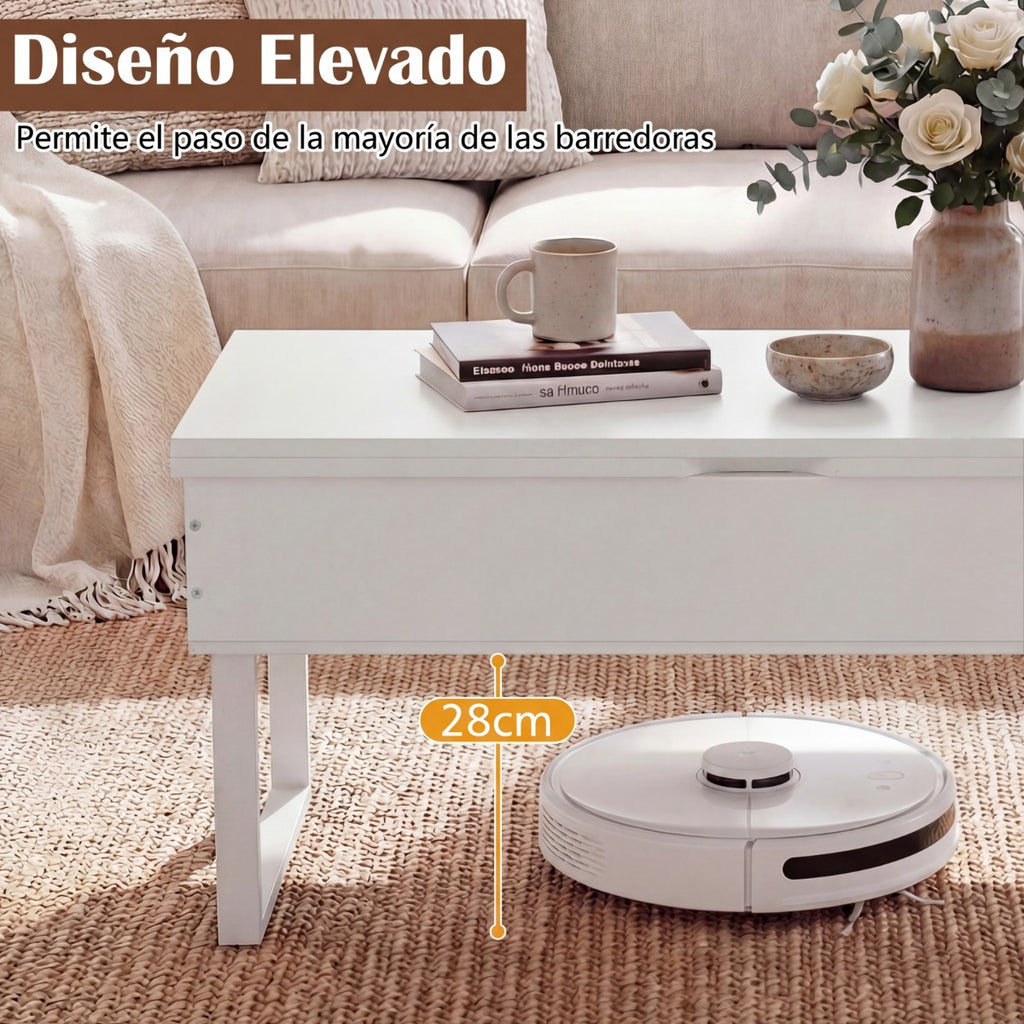 Mesa de Centro Conversível 3 em 1 com Tampo Elevável e 3 Compartimentos Ocultos Branca — foto 9