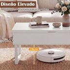 Mesa de Centro Conversível 3 em 1 com Tampo Elevável e 3 Compartimentos Ocultos Branca — foto 9