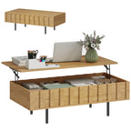 Mesa de Centro Elevatória com 2 Compartimentos Ocultos e Pés Metálicos 110x55x36,5 cm Carvalho — foto 1