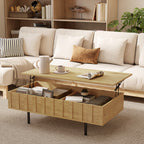 Mesa de Centro Elevatória com 2 Compartimentos Ocultos e Pés Metálicos 110x55x36,5 cm Carvalho — foto 2