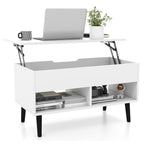 Mesa de Centro Elevatória com Compartimento Oculto e 2 Prateleiras Abertas para Sala – Branco — foto 2