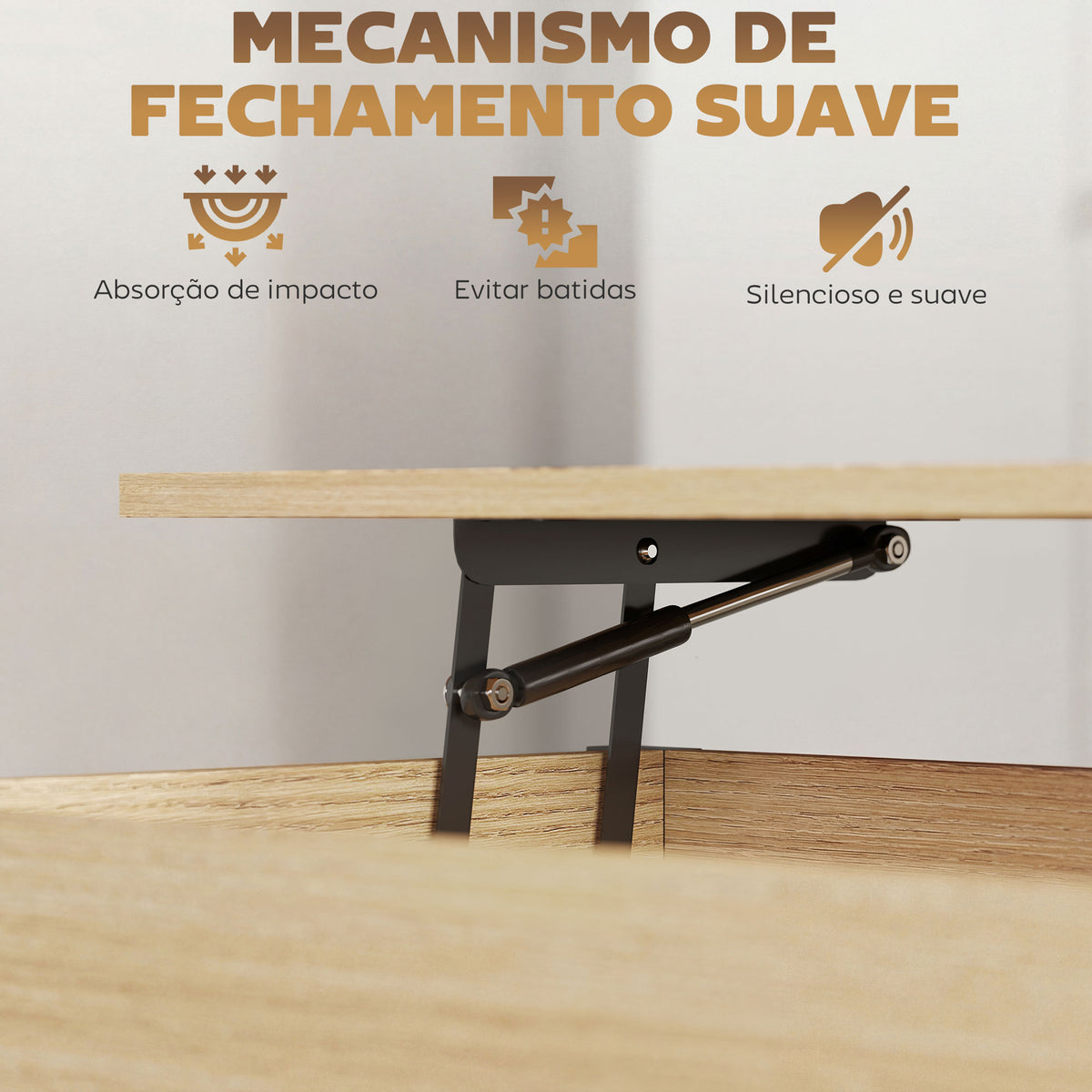 Mesa de Centro Elevatória com Rodas Mesa de Sala com Compartimento Oculto Prateleiras Abertas Mesa de Café para Sala de Jantar Escritório 105x50x67 cm Madeira e Branco — foto 6