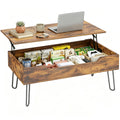 Mesa de Centro Elevatória Mesa de Café para Sala com Compartimento Oculto, Pés de Aço para Sala de Estar 95x50x40 cm Castanho Rústico — foto 1