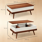 Mesa de Centro Elevatória Mesa de Centro Sala de Estar com 3 Compartimentos de Armazenamento Ocultos e Pés de Madeira para Escritório Dormitório 100x79x54 cm Marrom e Preto — foto 3