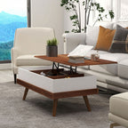 Mesa de Centro Elevatória Mesa de Centro Sala de Estar com 3 Compartimentos de Armazenamento Ocultos e Pés de Madeira para Escritório Dormitório 100x79x54 cm Marrom e Preto — foto 8