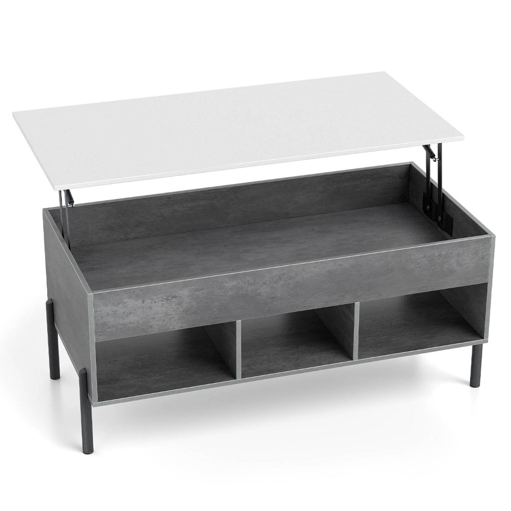 Mesa de Centro Elevável Cinzenta com Tampo Ajustável e Compartimento Oculto — foto 2