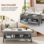 Mesa de Centro Elevável Cinzenta com Tampo Ajustável e Compartimento Oculto — foto 9