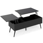 Mesa de Centro Elevável com 2 Compartimentos de Armazenamento Ocultos e Superfície Ajustável – Preto — foto 2