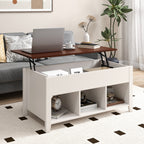 Mesa de Centro Elevável com 3 Prateleiras Abertas para Sala 105 x 52 x 49 cm — foto 1