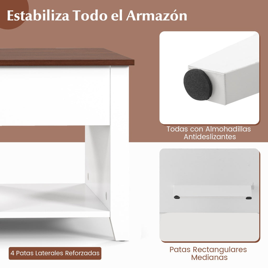 Mesa de Centro Elevável com 3 Prateleiras Abertas para Sala 105 x 52 x 49 cm — foto 8