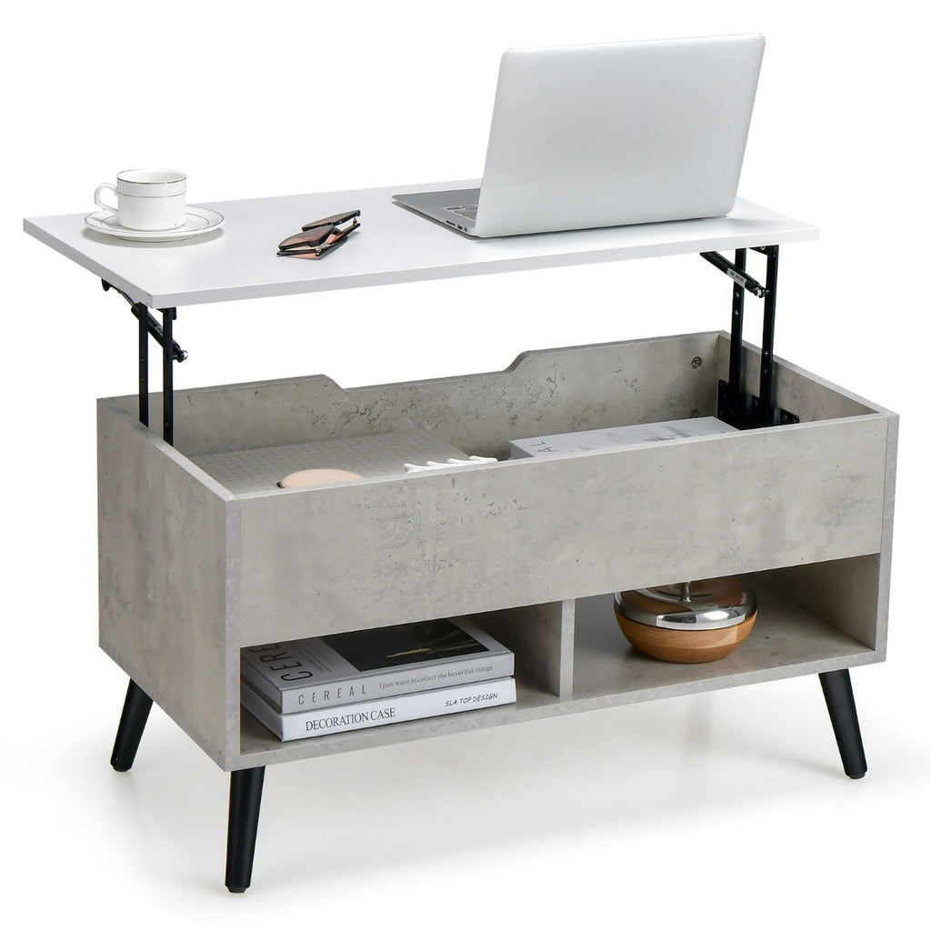 Mesa de Centro Elevável com Compartimento Oculto e 2 Prateleiras 80x40x44,5cm — foto 2