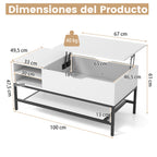 Mesa de Centro Elevável com Compartimento Oculto e Estante Extraível — foto 3