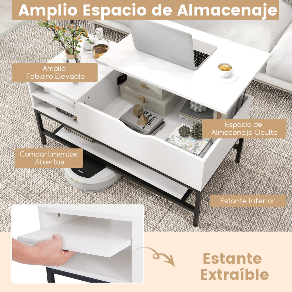 Mesa de Centro Elevável com Compartimento Oculto e Estante Extraível — foto 7