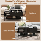 Mesa de Centro Elevável com Compartimento Oculto e Prateleiras - Preto — foto 10