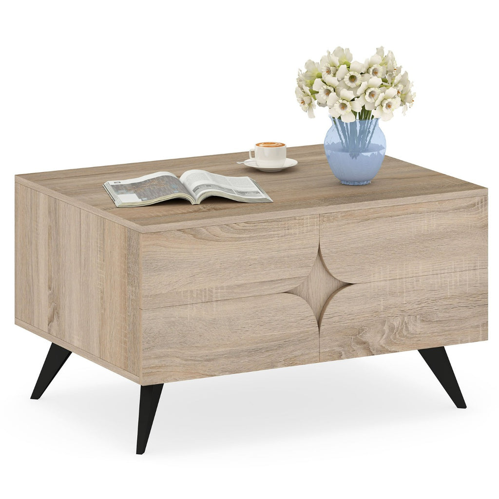 Mesa de Centro Moderna com Arrumação - 3 Gavetas e Compartimentos | 80x60cm — foto 2