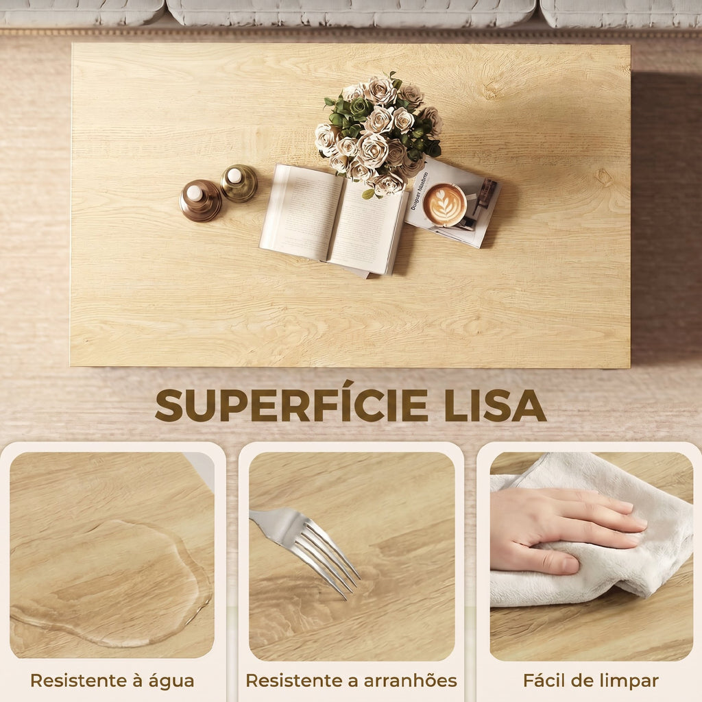 Mesa de Centro Moderna, Mesa Baixa para Sala de Estar com Compartimento, 95x55x50 cm Madeira e Branco — foto 6