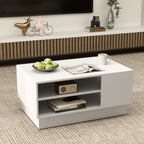 Mesa de Centro Rectangular com 2 Estantes Abertos 86x56x41 cm Branco — foto 1