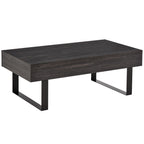 Mesa de Centro Retangular Mesa Auxiliar com Gaveta e Pés Elevados de Metal de Estilo Moderno para Sala de Estar Escritório 110x60x40cm Cinza Escuro — foto 1