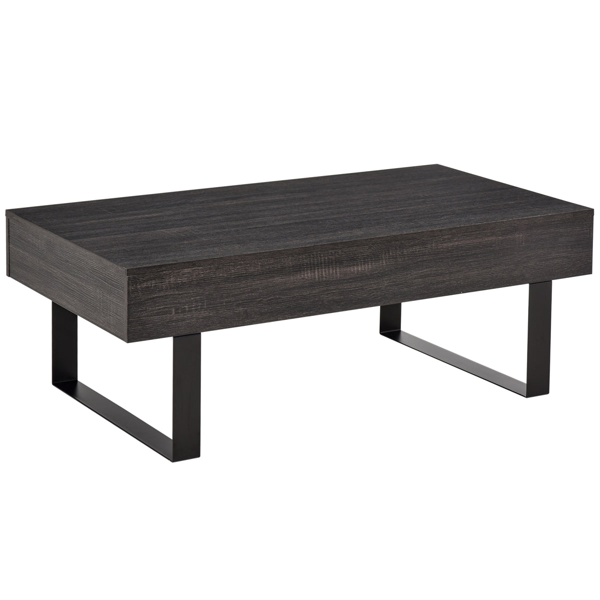 Mesa de Centro Retangular Mesa Auxiliar com Gaveta e Pés Elevados de Metal de Estilo Moderno para Sala de Estar Escritório 110x60x40cm Cinza Escuro — foto 1