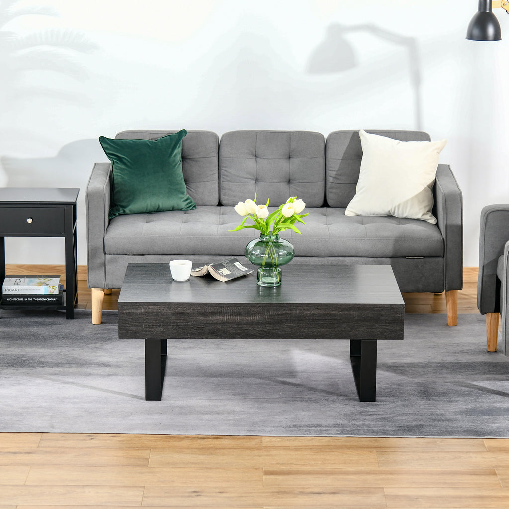 Mesa de Centro Retangular Mesa Auxiliar com Gaveta e Pés Elevados de Metal de Estilo Moderno para Sala de Estar Escritório 110x60x40cm Cinza Escuro — foto 2