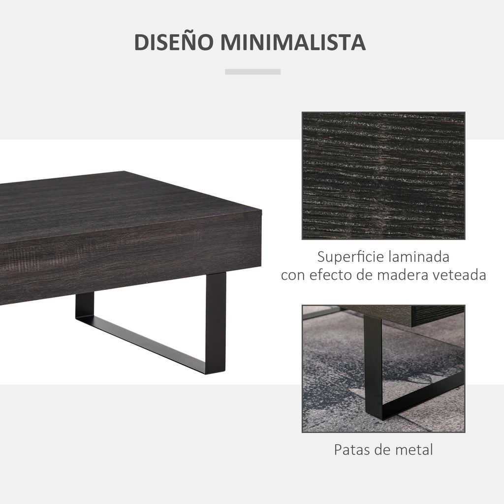 Mesa de Centro Retangular Mesa Auxiliar com Gaveta e Pés Elevados de Metal de Estilo Moderno para Sala de Estar Escritório 110x60x40cm Cinza Escuro — foto 5