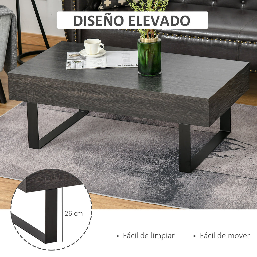 Mesa de Centro Retangular Mesa Auxiliar com Gaveta e Pés Elevados de Metal de Estilo Moderno para Sala de Estar Escritório 110x60x40cm Cinza Escuro — foto 6