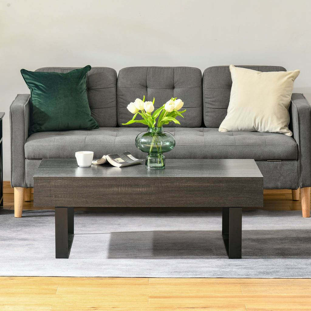 Mesa de Centro Retangular Mesa Auxiliar com Gaveta e Pés Elevados de Metal de Estilo Moderno para Sala de Estar Escritório 110x60x40cm Cinza Escuro — foto 7