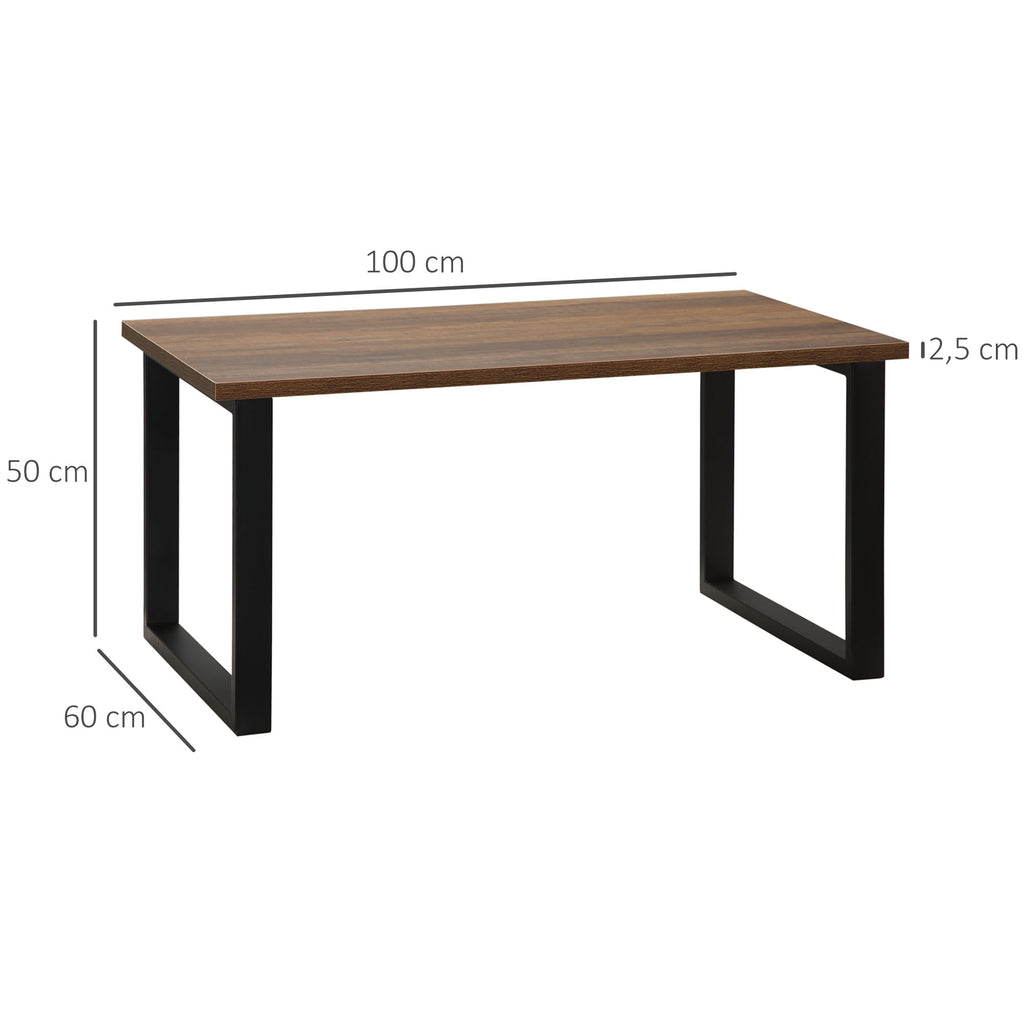 Mesa de Centro Retangular Mesa de Centro Estilo Industrial com Bancada de Madeira e Estrutura de Aço para Escritório Estúdio 100x60x50cm Madeira e Preto — foto 3