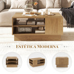 Mesa de Centro Retangular Moderna com 2 Estantes Abertas | 86x56x41 cm — foto 9