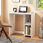 Mesa de Computador Compacta com 2 Prateleiras Design Moderno 80 x 40 cm Branco — foto 1