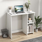 Mesa de Computador Compacta com 2 Prateleiras Design Moderno 80 x 40 cm Branco — foto 4