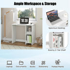 Mesa de Computador Compacta com 2 Prateleiras Design Moderno 80 x 40 cm Branco — foto 6