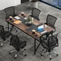 Mesa de Conferência Rectangular 6-8 Pessoas com Prateleira de Malha e Passacabos — foto 1