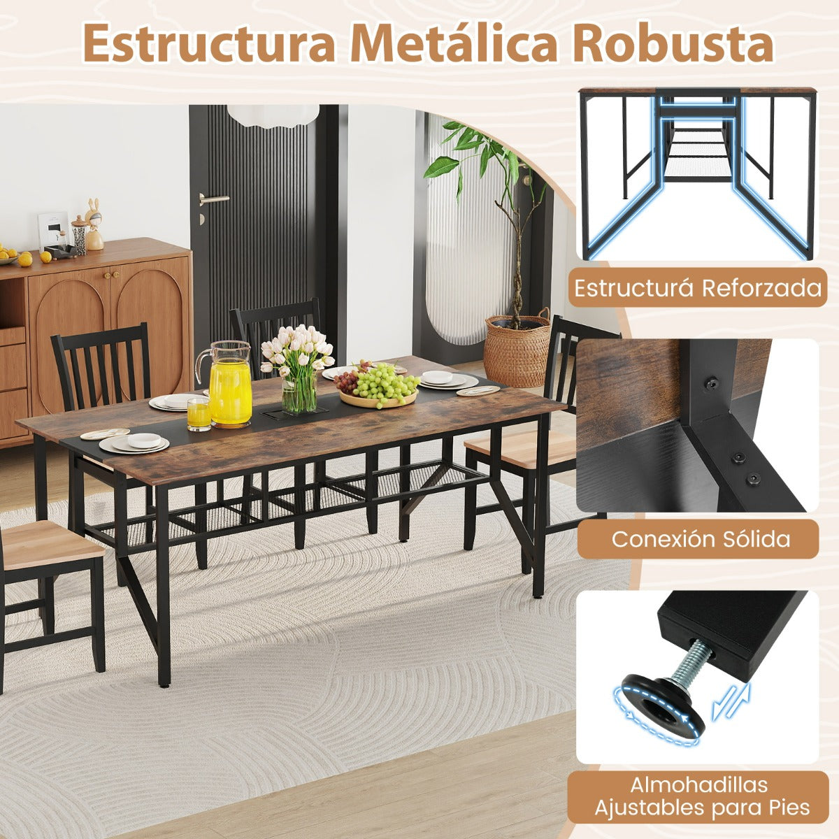 Mesa de Conferência Rectangular 6-8 Pessoas com Prateleira de Malha e Passacabos — foto 6