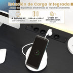 Mesa de Escritório com LED e Tomadas Suporte CPU e Bolso de Tecido Preto — foto 7