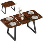 Mesa de Jantar Extensível Mesa de Cozinha Retangular com Efeito de Madeira para 4-6 Pessoas com Estrutura de Aço e Painéis Ocultos para Sala de Jantar 120-160x80x76cm Marrom e Preto — foto 1