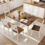 Mesa de Jantar Rectangular 4-6 Pessoas Pernas Madeira Maciça Estilo Quinta — foto 1