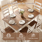 Mesa de Jantar Rectangular 4-6 Pessoas Pernas Madeira Maciça Estilo Quinta — foto 5