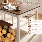 Mesa de Jantar Rectangular 4-6 Pessoas Pernas Madeira Maciça Estilo Quinta — foto 7