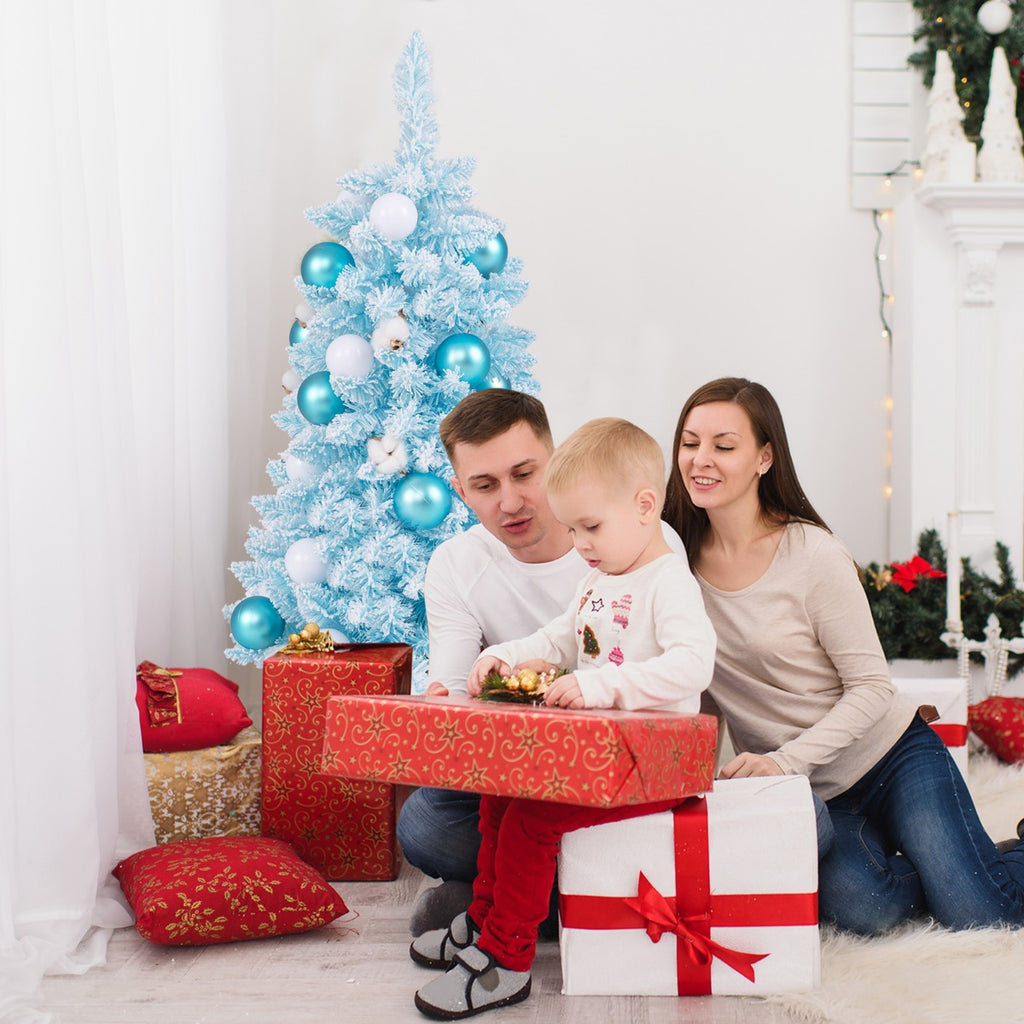 Mini Árvore de Natal Artificial de Mesa com 90 cm e Decoração Pré-instalada – Azul — foto 5