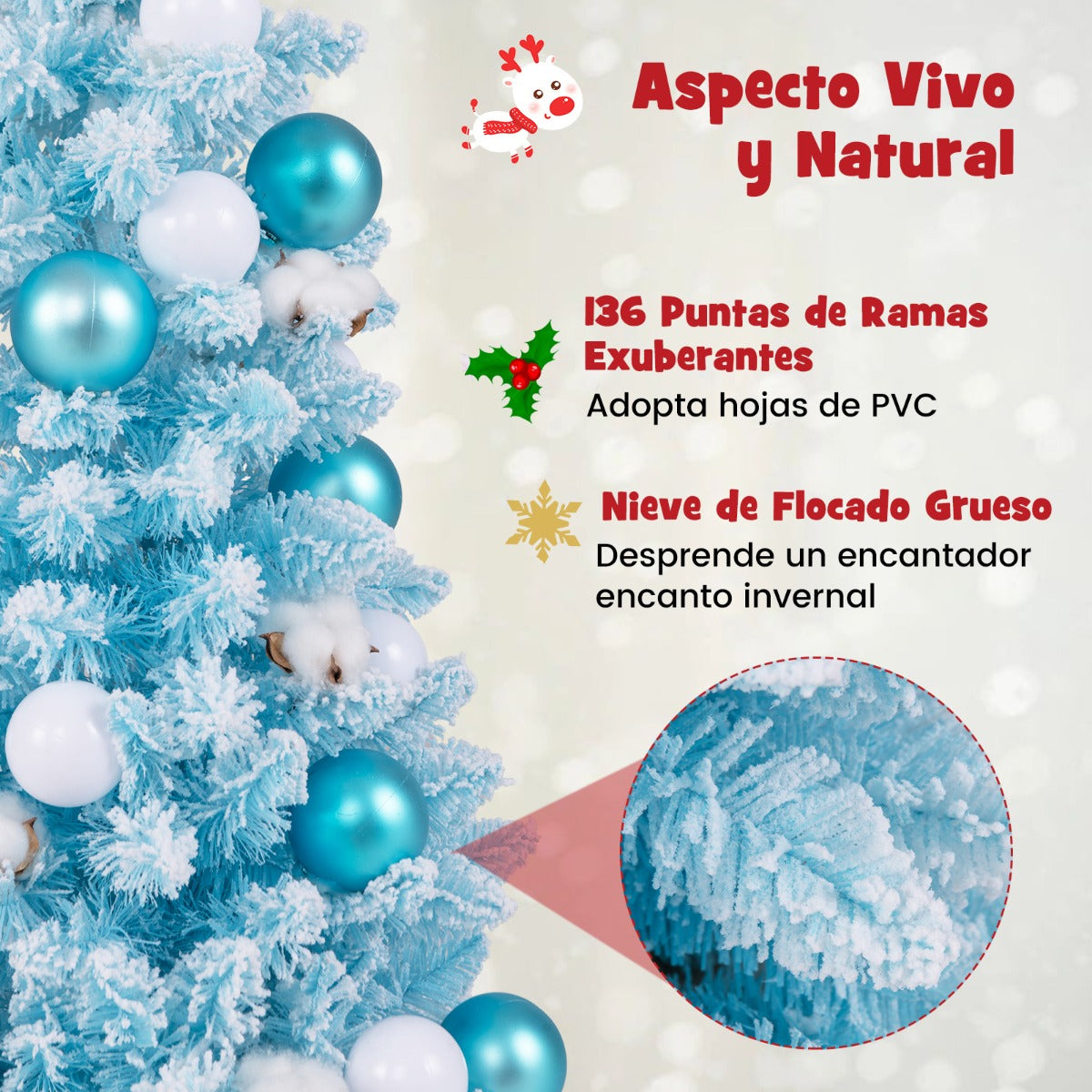 Mini Árvore de Natal Artificial de Mesa com 90 cm e Decoração Pré-instalada – Azul — foto 7