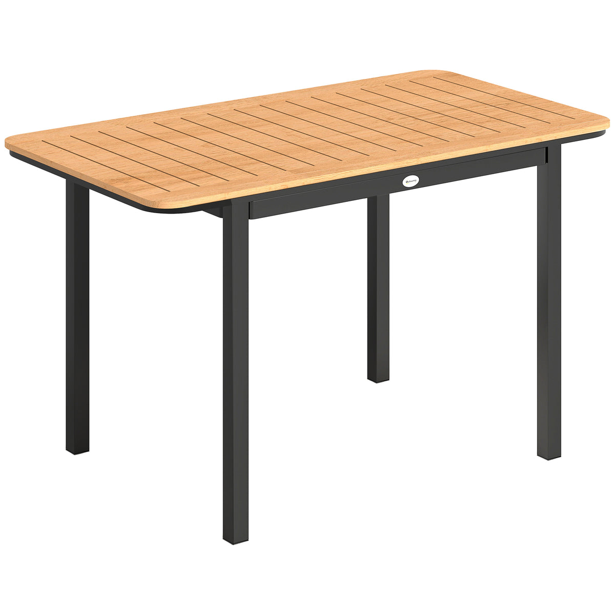 Mesa de Jardim para 6 Pessoas 127x70 cm Mesa de Exterior com Tampo em Ripas de Madeira Plástica Estrutura em Metal — foto 1