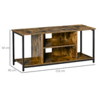 Móvel de TV até 55 Polegadas Móvel de TV Estilo Industrial com 4 Compartimentos Prateleira Ajustável e Orifício para Cabos 110x40x50cm Castanho Rústico — foto 3