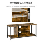 Móvel de TV até 55 Polegadas Móvel de TV Estilo Industrial com 4 Compartimentos Prateleira Ajustável e Orifício para Cabos 110x40x50cm Castanho Rústico — foto 5