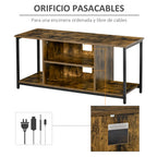 Móvel de TV até 55 Polegadas Móvel de TV Estilo Industrial com 4 Compartimentos Prateleira Ajustável e Orifício para Cabos 110x40x50cm Castanho Rústico — foto 6