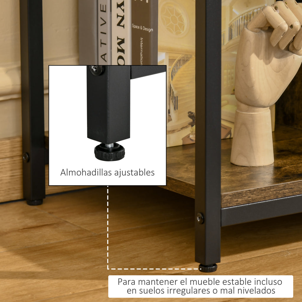 Móvel de TV até 55 Polegadas Móvel de TV Estilo Industrial com 4 Compartimentos Prateleira Ajustável e Orifício para Cabos 110x40x50cm Castanho Rústico — foto 7