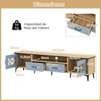 Móvel de TV até 80 Polegadas com 2 Gavetas e Compartimentos 180,5x35x46cm Natural — foto 3