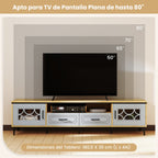 Móvel de TV até 80 Polegadas com 2 Gavetas e Compartimentos 180,5x35x46cm Natural — foto 4
