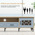 Móvel de TV até 80 Polegadas com 2 Gavetas e Compartimentos 180,5x35x46cm Natural — foto 6